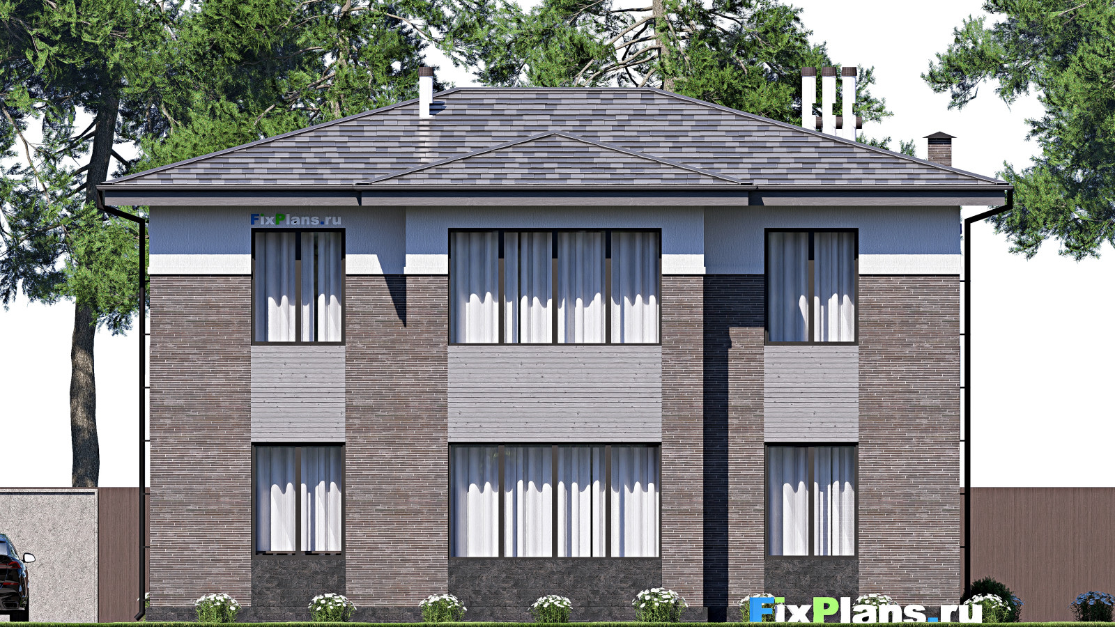 Проект двухэтажного дома 14х14 м S215м2 F-17657