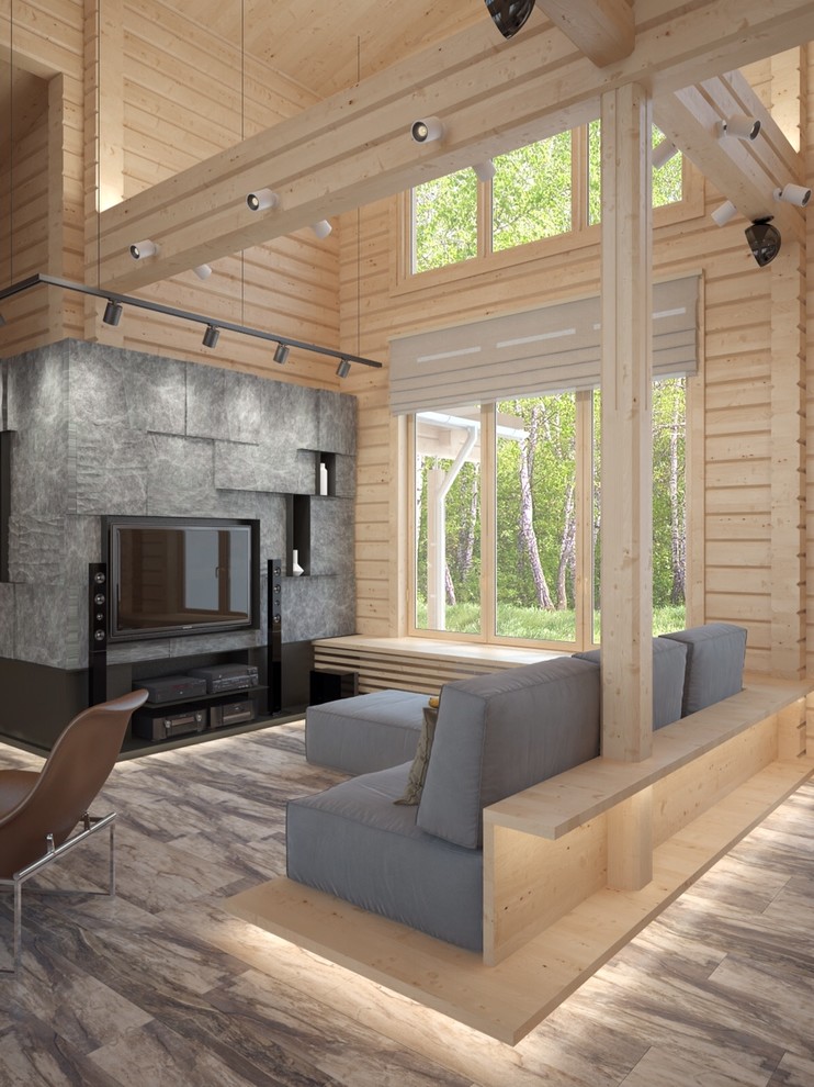 проект интерьеров коттеджа из бруса