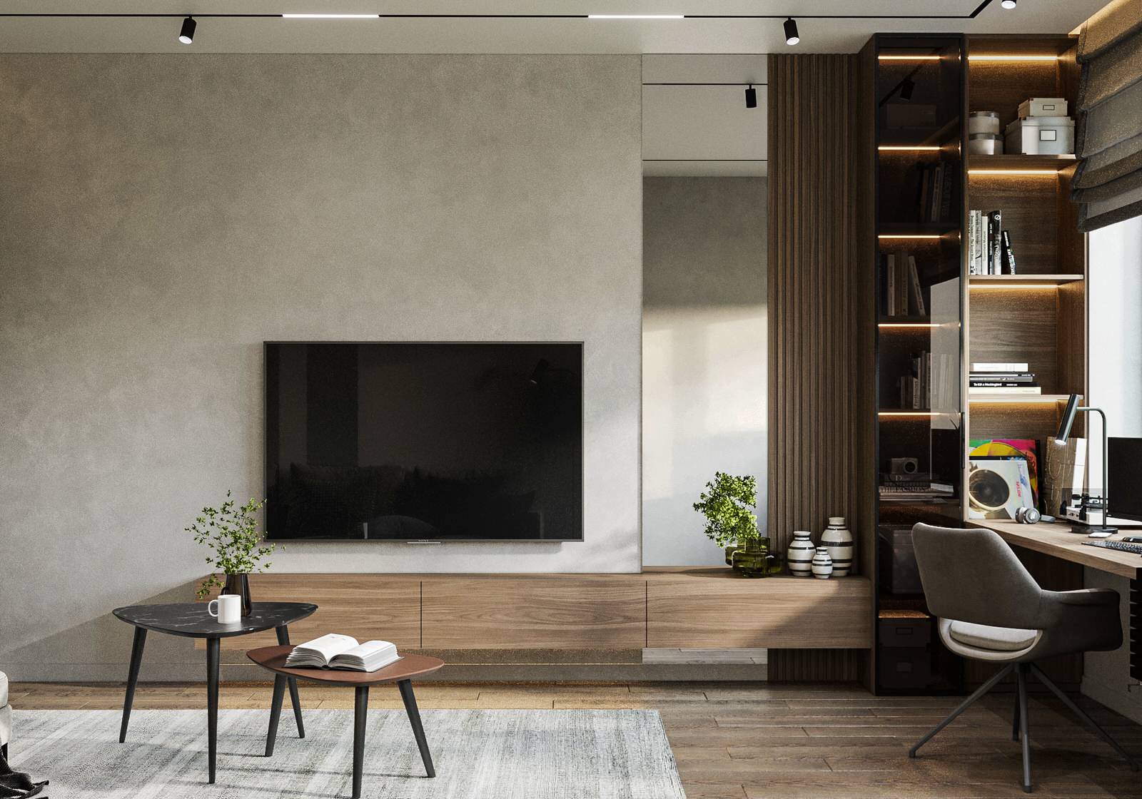 Гостиная в проекте квартиры 100 м2 в Москве