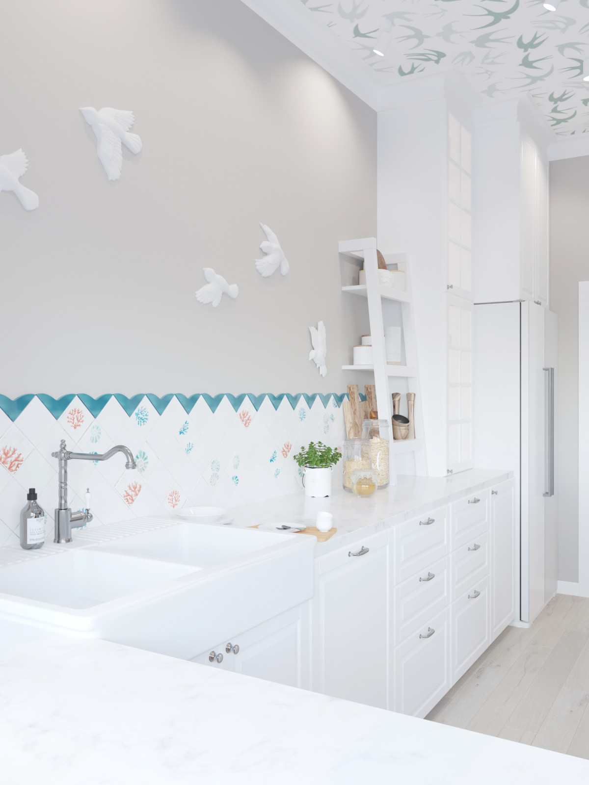 Дизайн санузла и кухни-гостиной