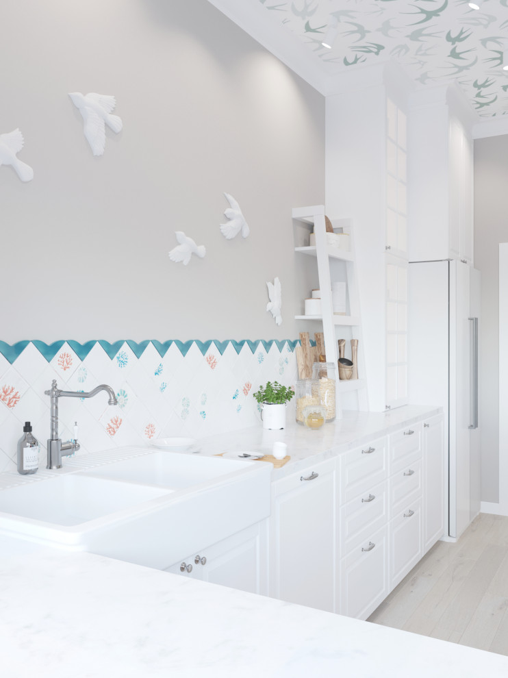 Дизайн санузла и кухни-гостиной