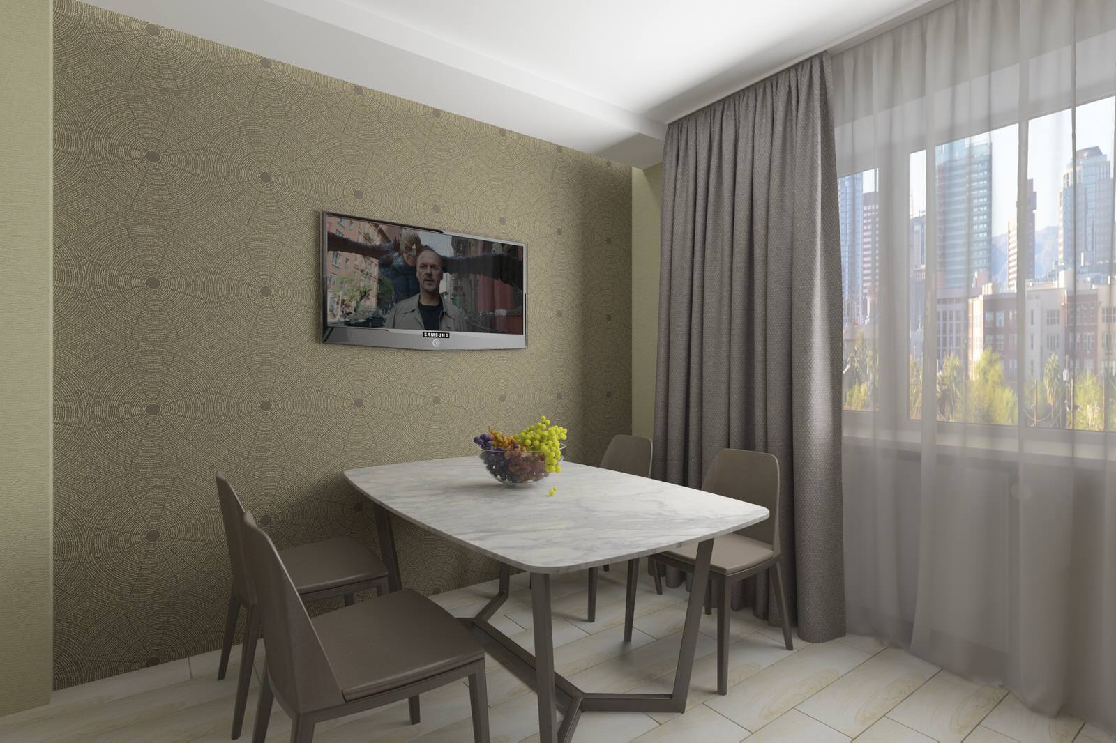 Кухня в серо-оливковых тонах