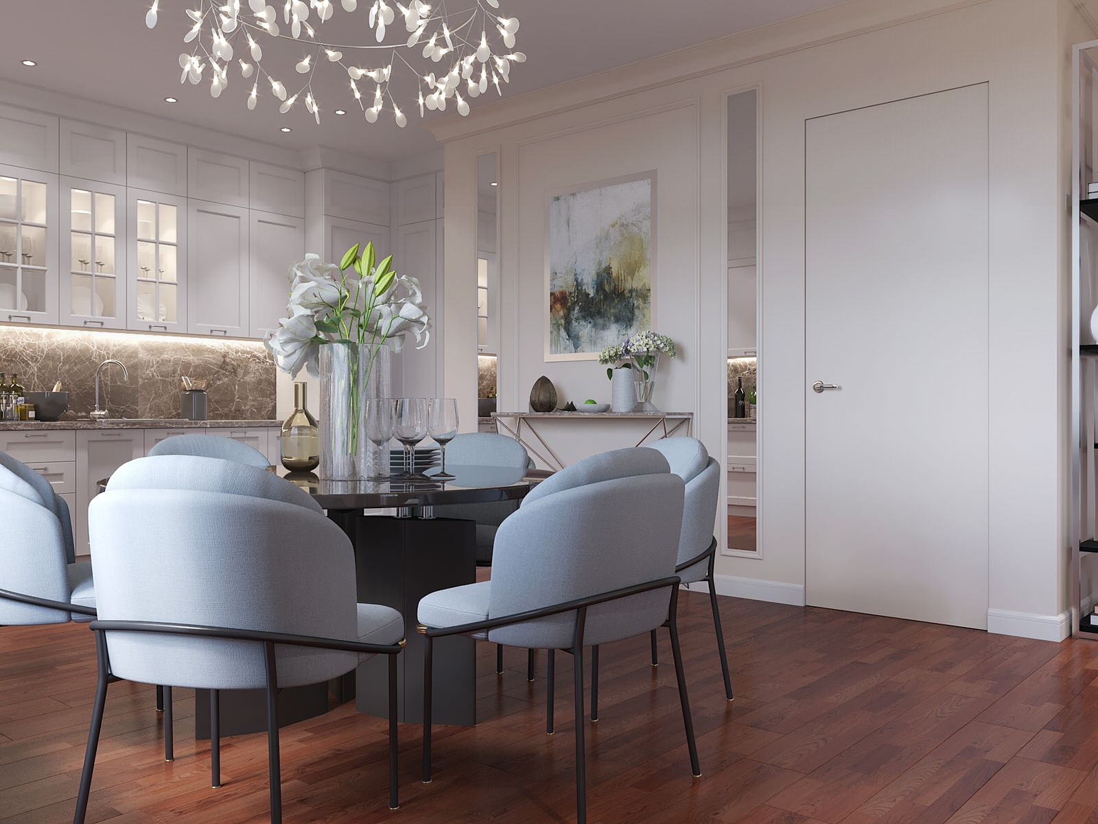 Интеллигентная серо-голубая квартира