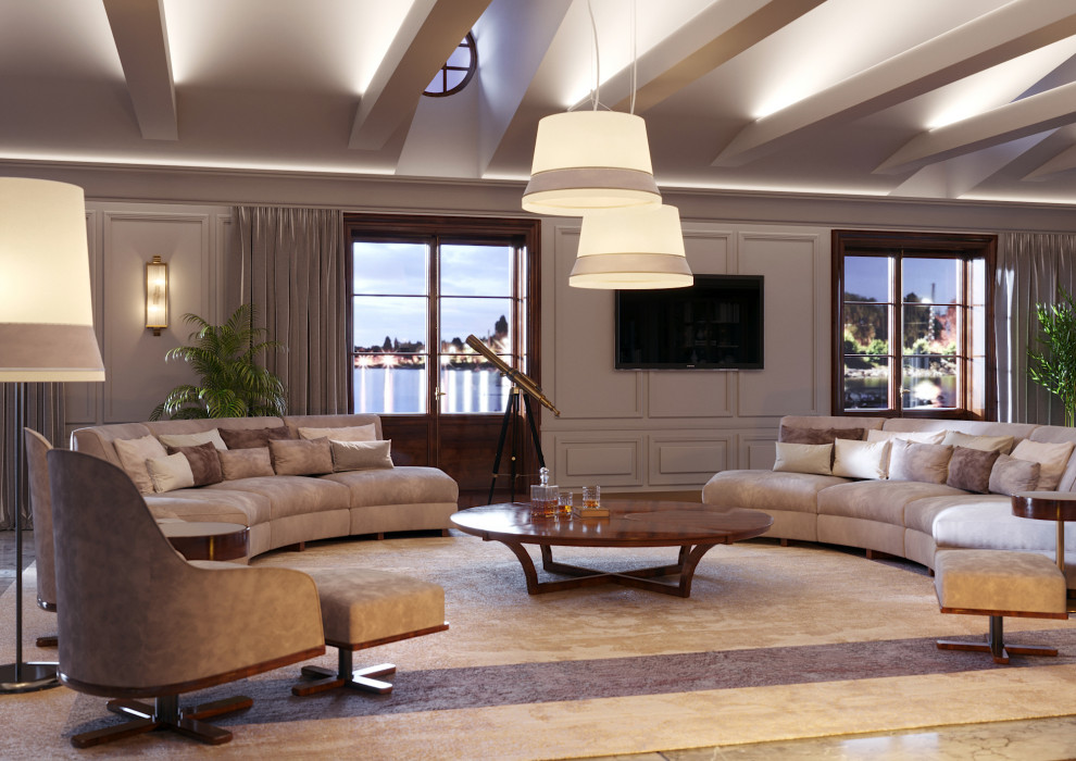 Обложка проекта: Гостиная с дровяным камином