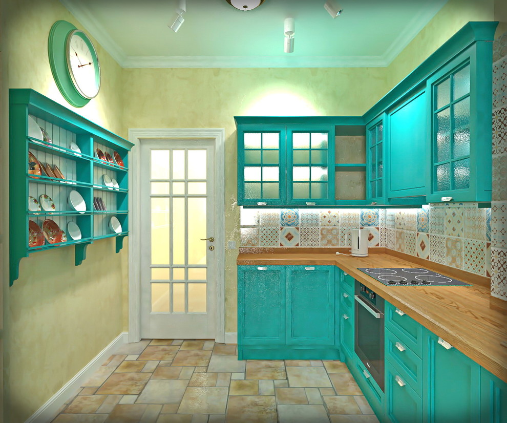 Бирюзовая кухня в средиземноморском стиле