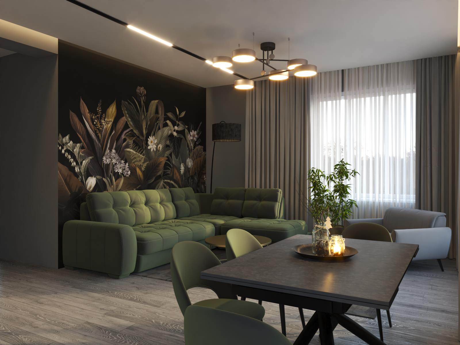 Дизайн кухни - гостиной в загородном доме