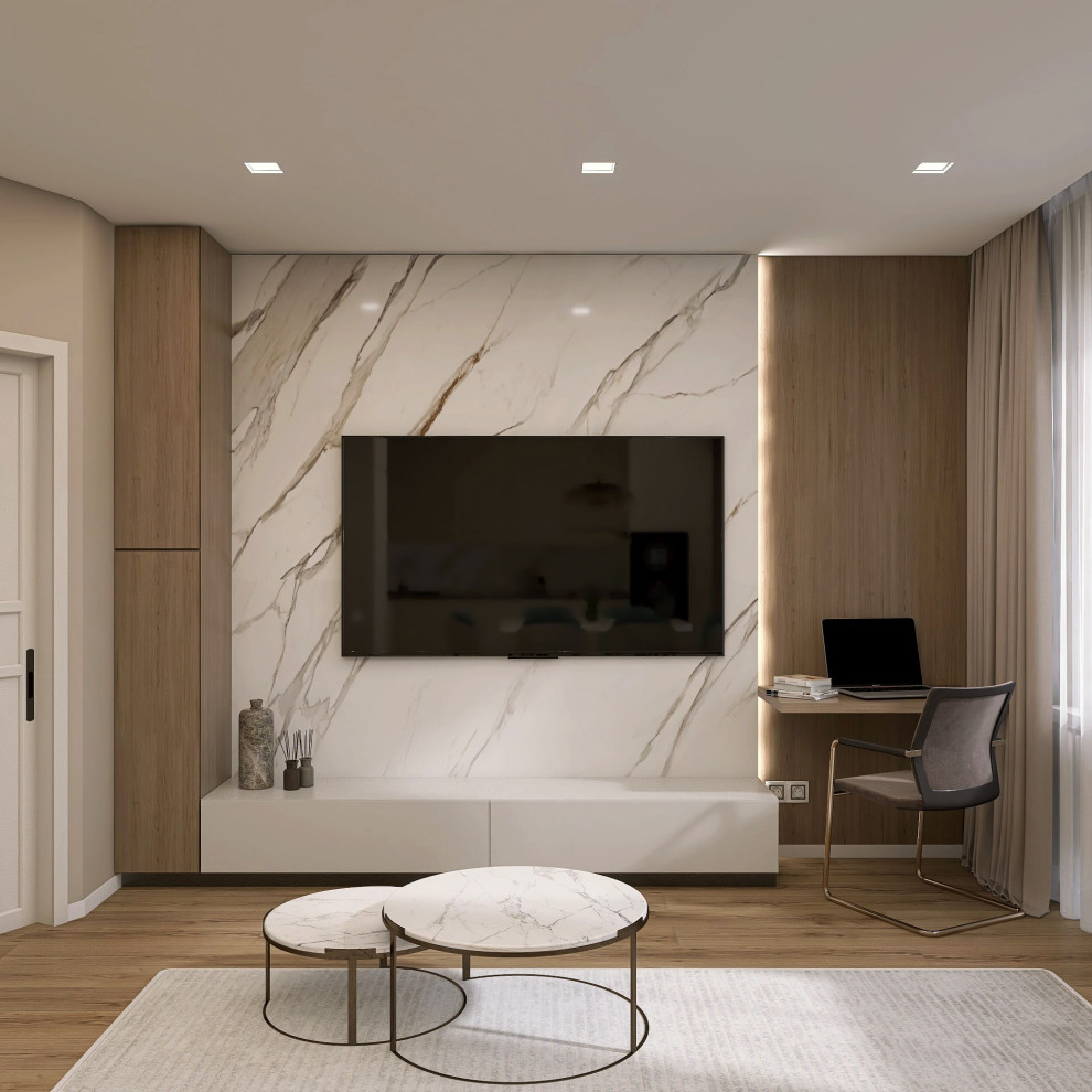 Монохром в двухкомнатной квартире для молодой пары