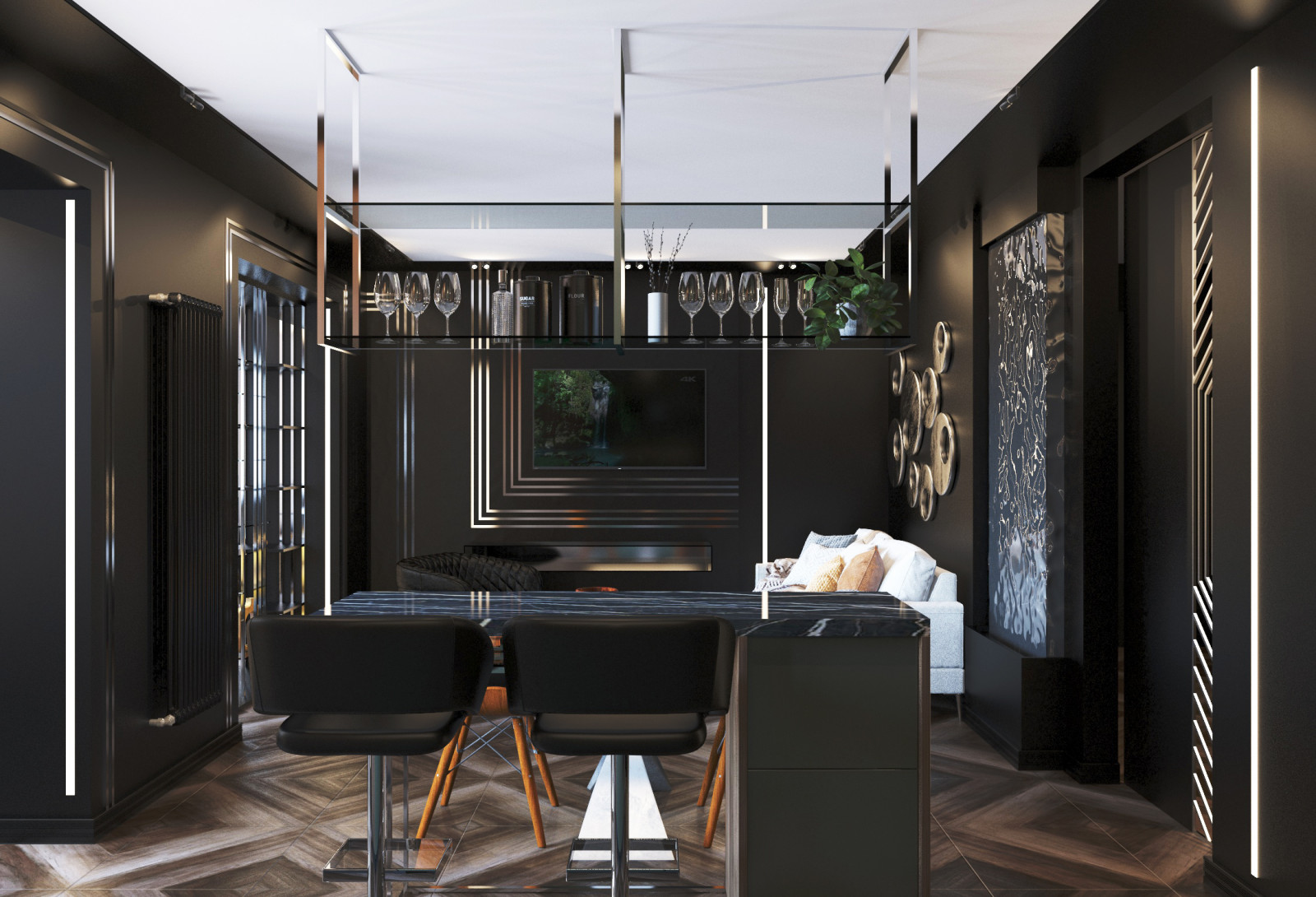 Дизайн интерьера двух комнатной квартиры. Гостиная. Краснодарский край