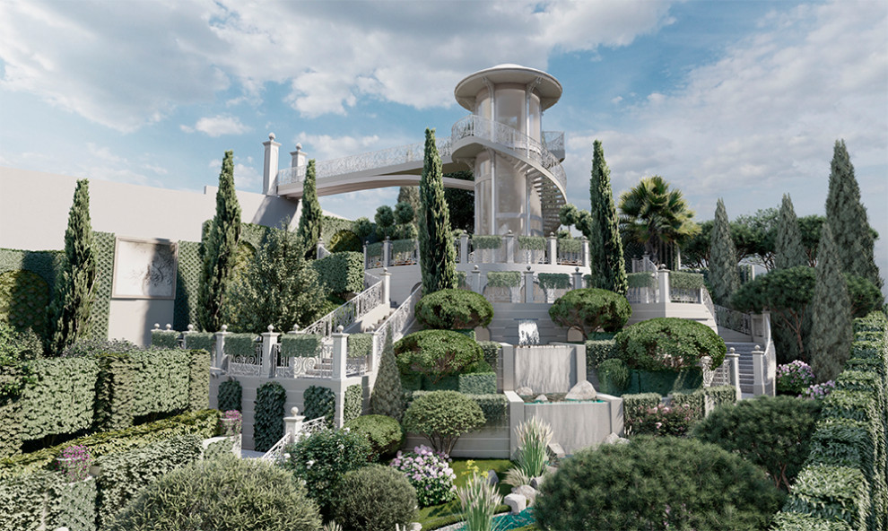 Концепция благоустройства и озеленения частной территории на сложном рельефе