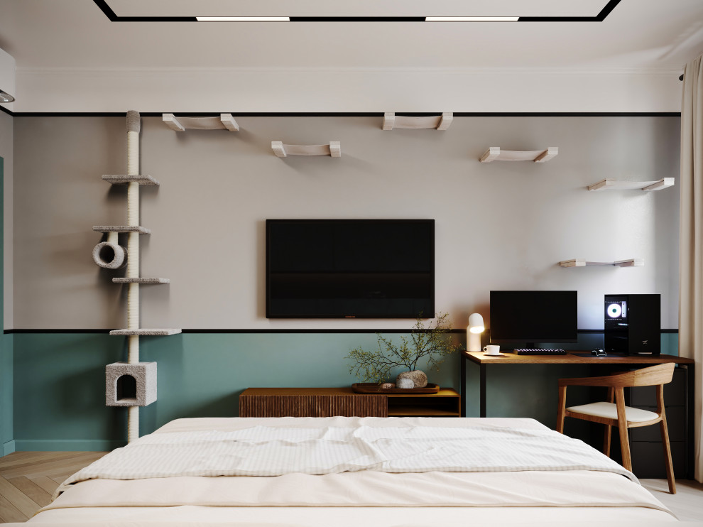 Спальня с игровым комплексом для кошек