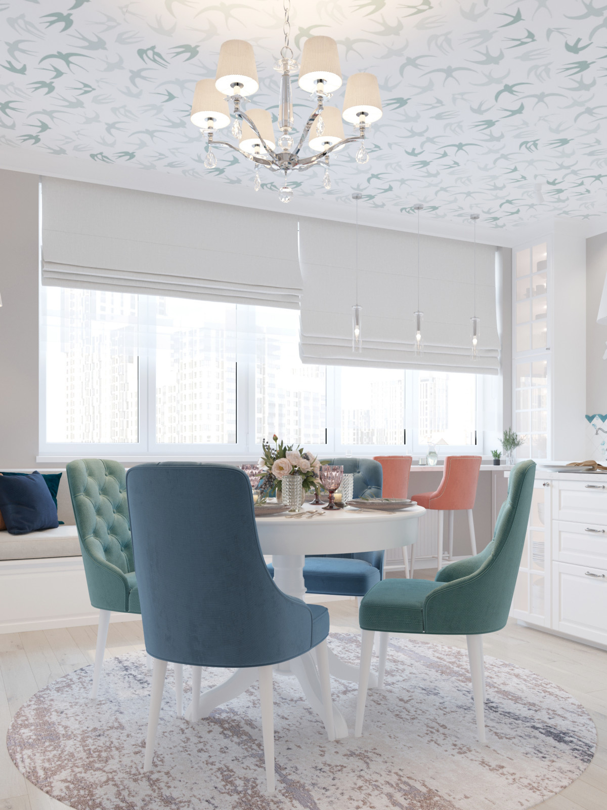 Дизайн санузла и кухни-гостиной