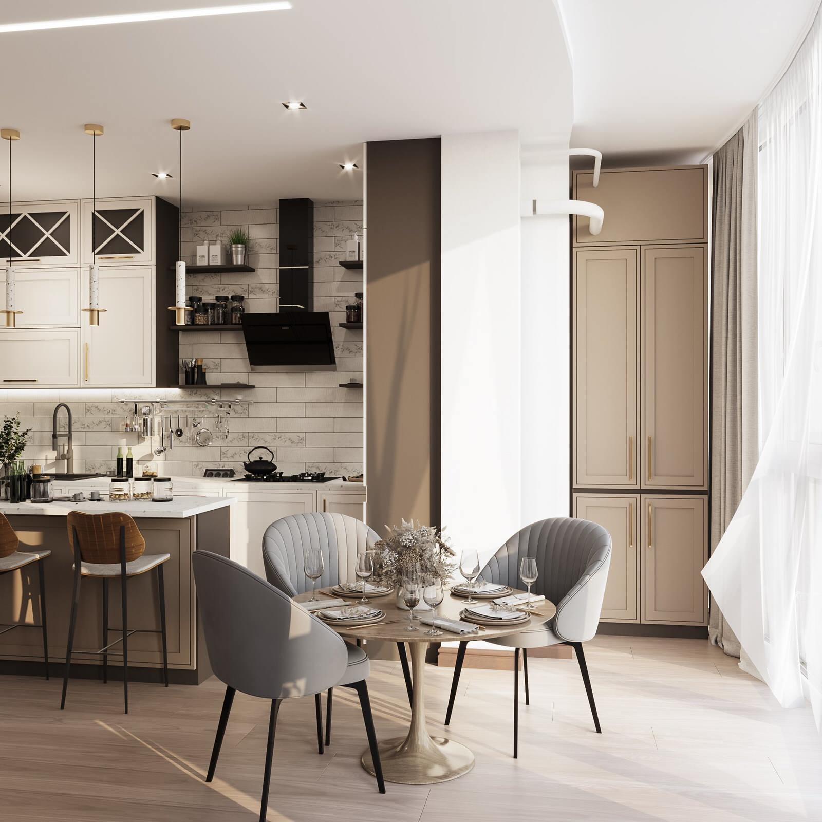 Дизайн кухни-гостиной