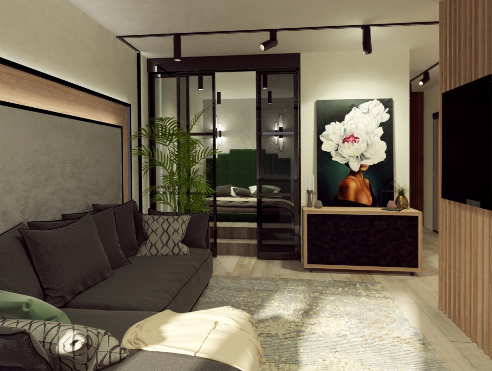 Студия 40 м2 | Зеленые акценты