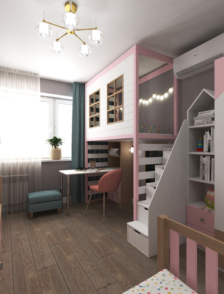 Детская комната с лесными фотообоями для близняшек