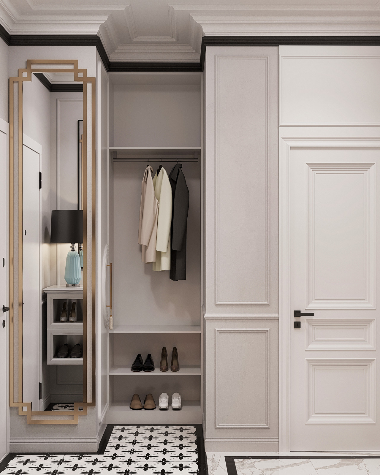 Стильный интерьер с элементами ар-деко в ЖК Петровский квартал на воде - 99 м2