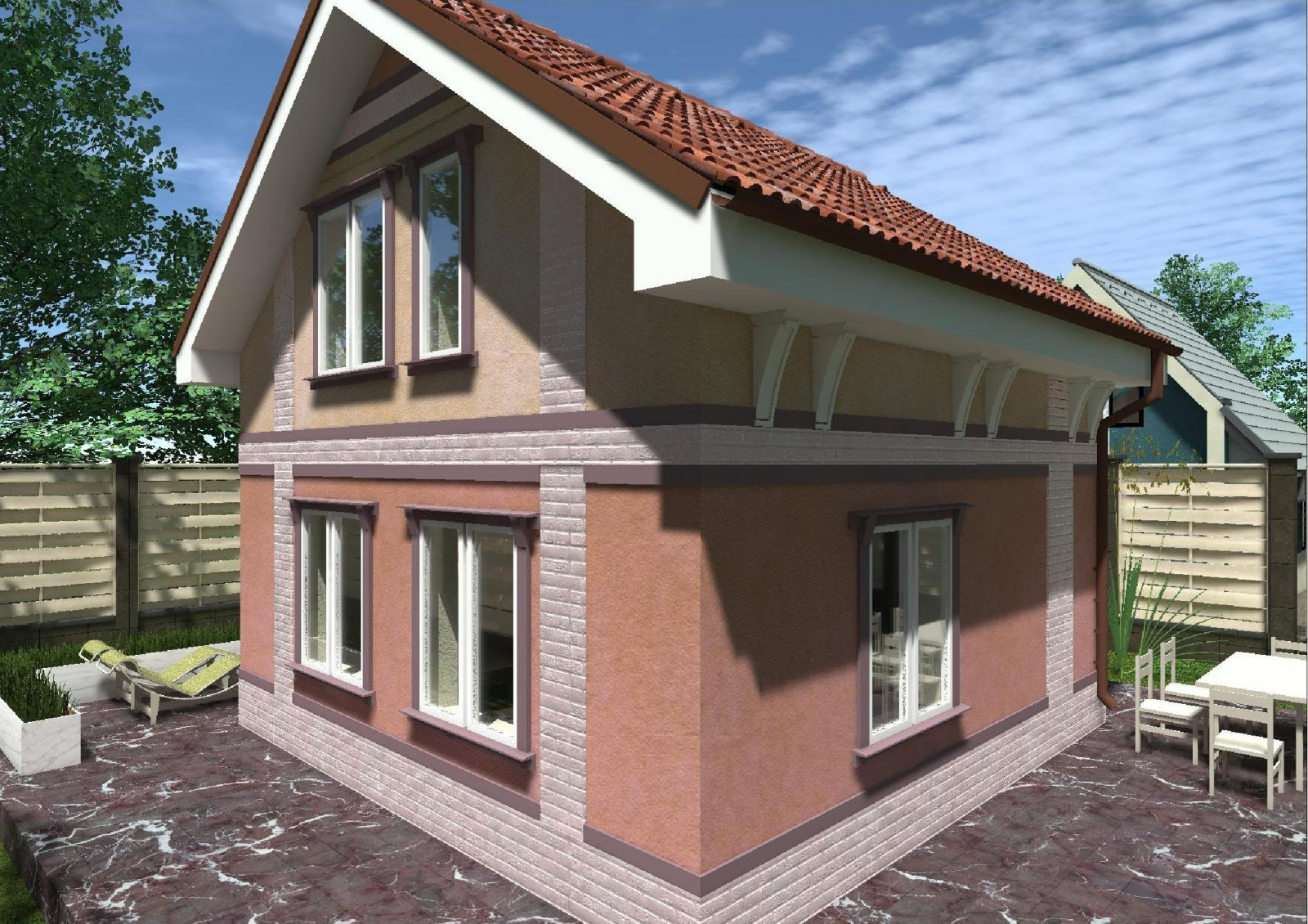 Дачный двухэтажный дом 7х8 из газоблоков под ключ 100 кв.м.