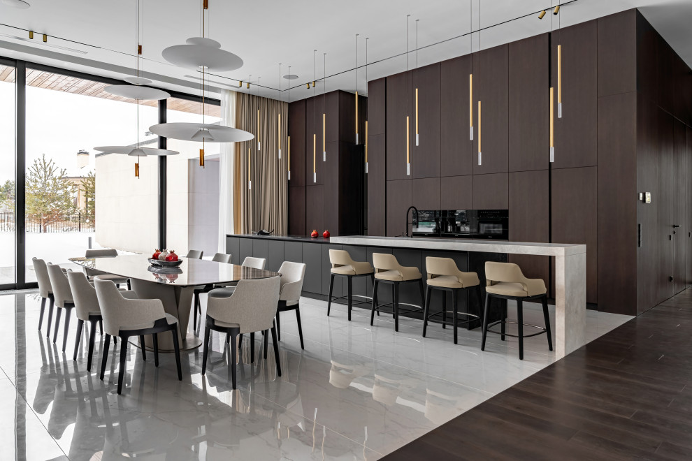 Двухэтажный загородный дом в современном стиле с глиняными акцентами