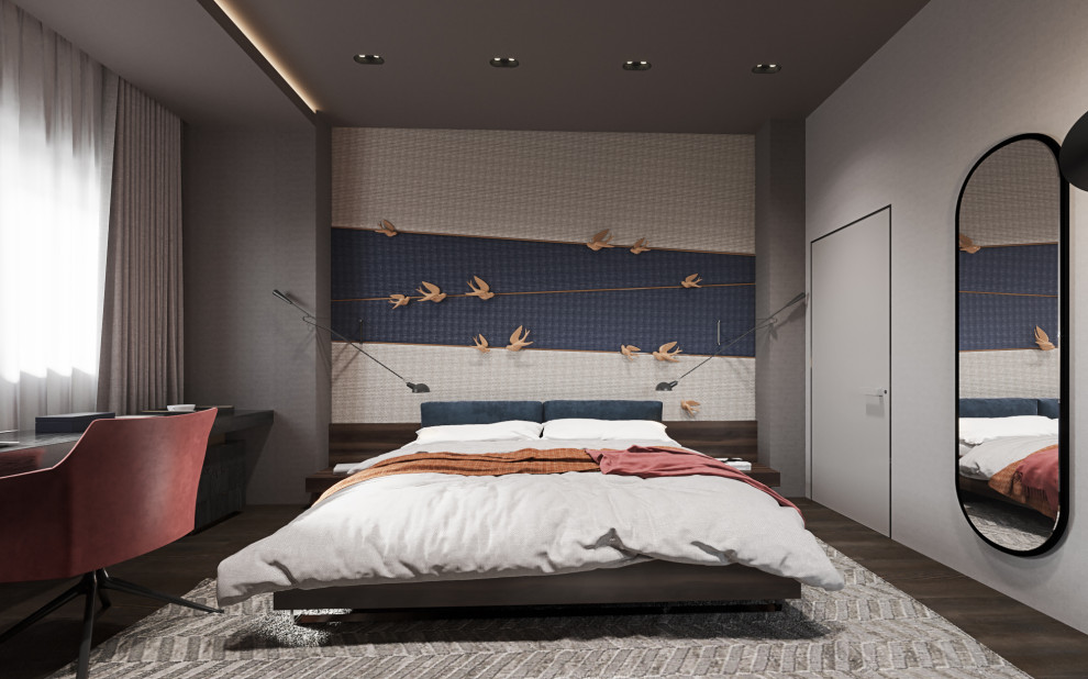 Спальня в современном стиле в колониальных тонах