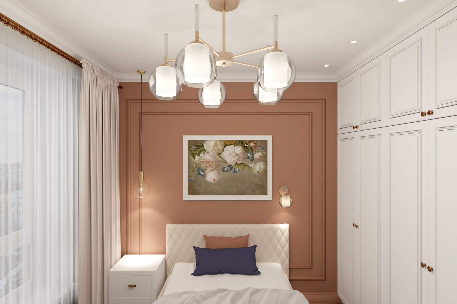 Однокомнатная квартира-студия 38м2 в неоклассике