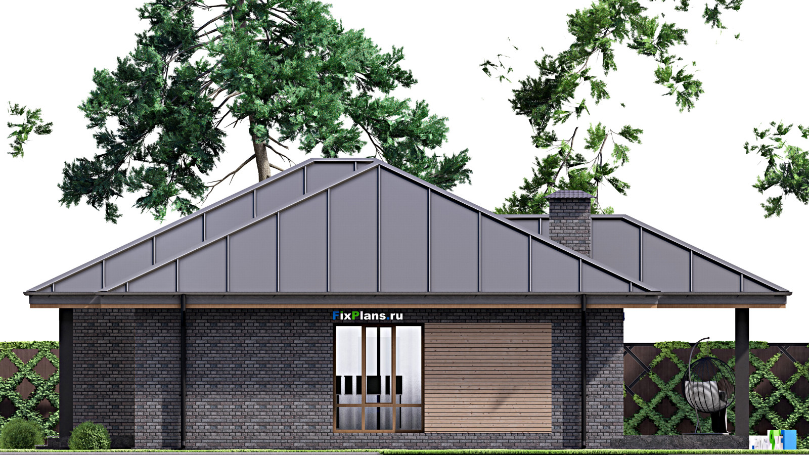 Проект одноэтажного дома 15х15м S146м2 F-14579