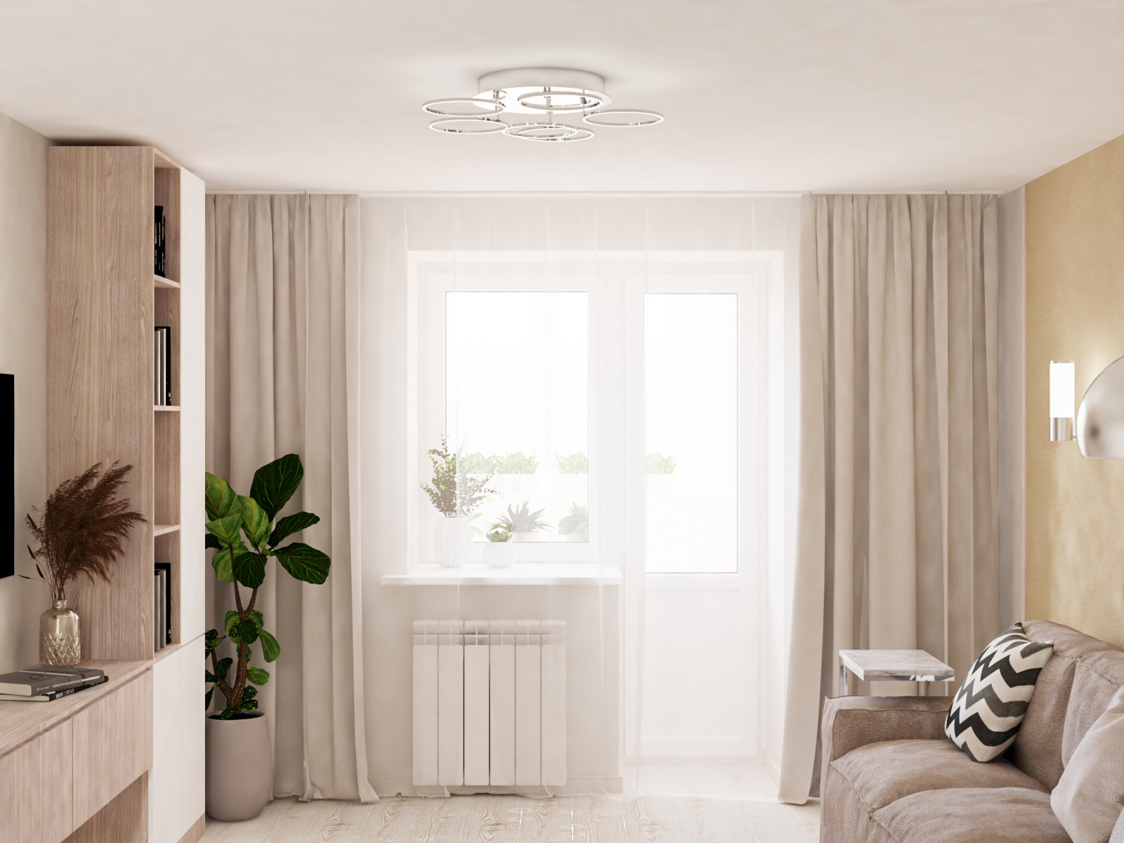 Вариант интерьера в светло-бежевых оттенках