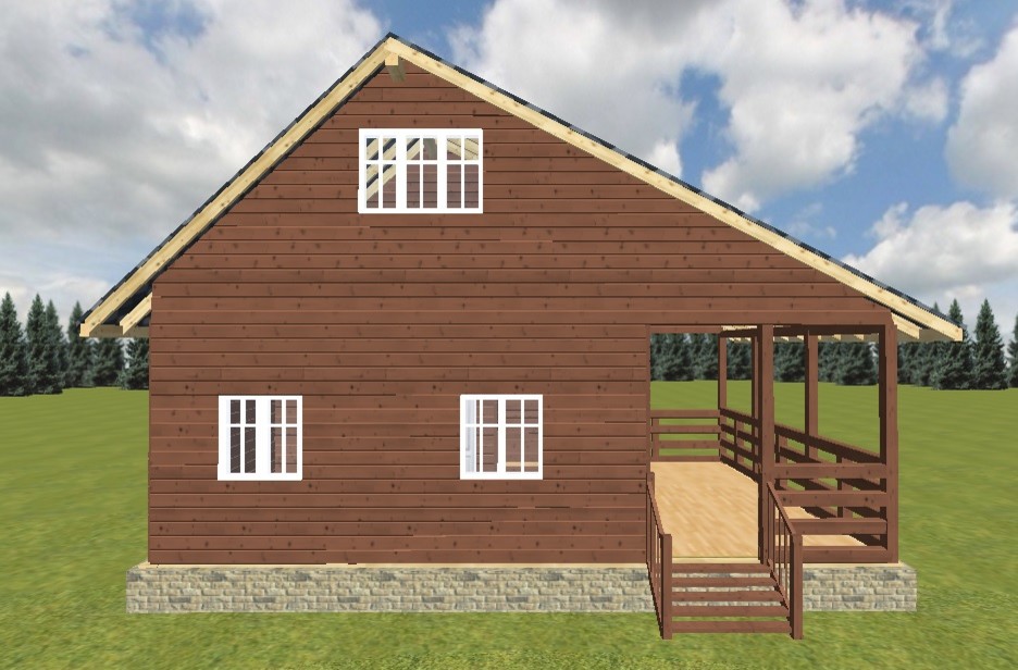 "Истра" - проект дома из бруса 6х6 с террасой 6х3