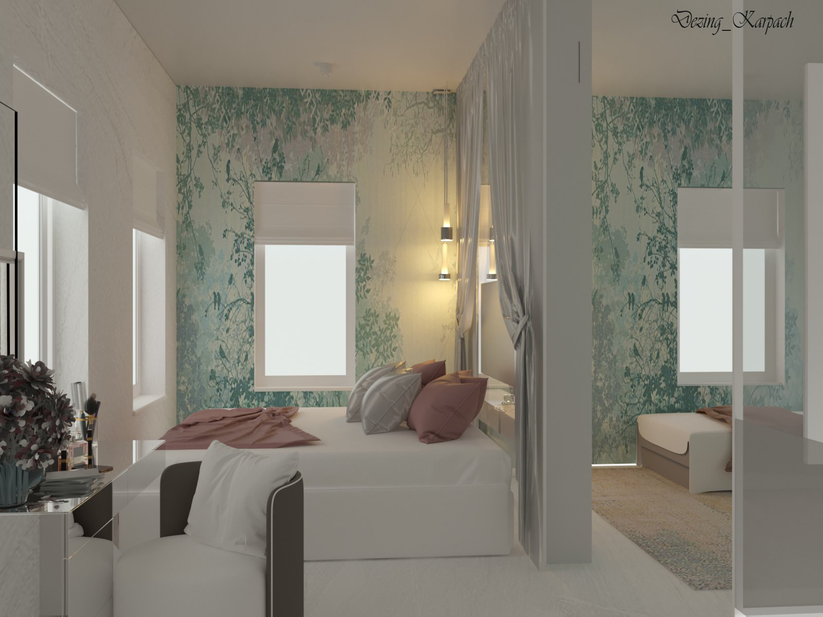 Спальня и комната  для дочки в едином пространстве