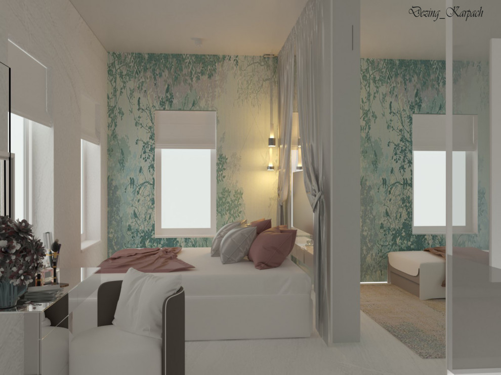 Спальня и комната  для дочки в едином пространстве