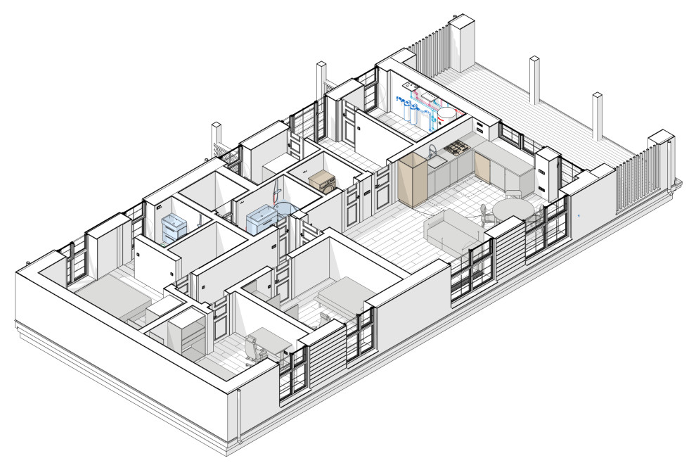 Объемная планировка 1 этажа