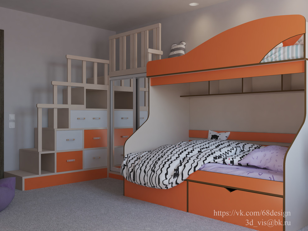 Обложка проекта: Дизайн и визуализация детской для двух девочек