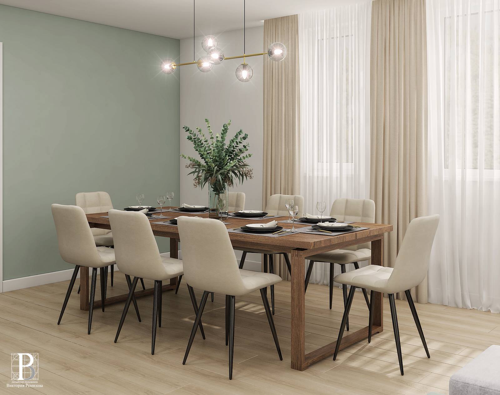 Кухня -гостиная 49,7 кв.м. г. Ярославль 2020год