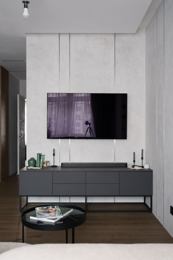 Серая мебель с деревом для всей квартиры