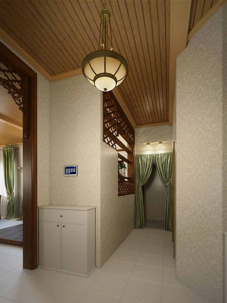 Русская усадьба | Интерьер первого этажа загородного дома, 84 м2