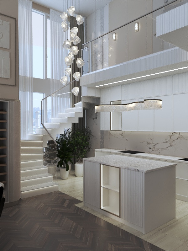 Современная квартира в 2 уровня