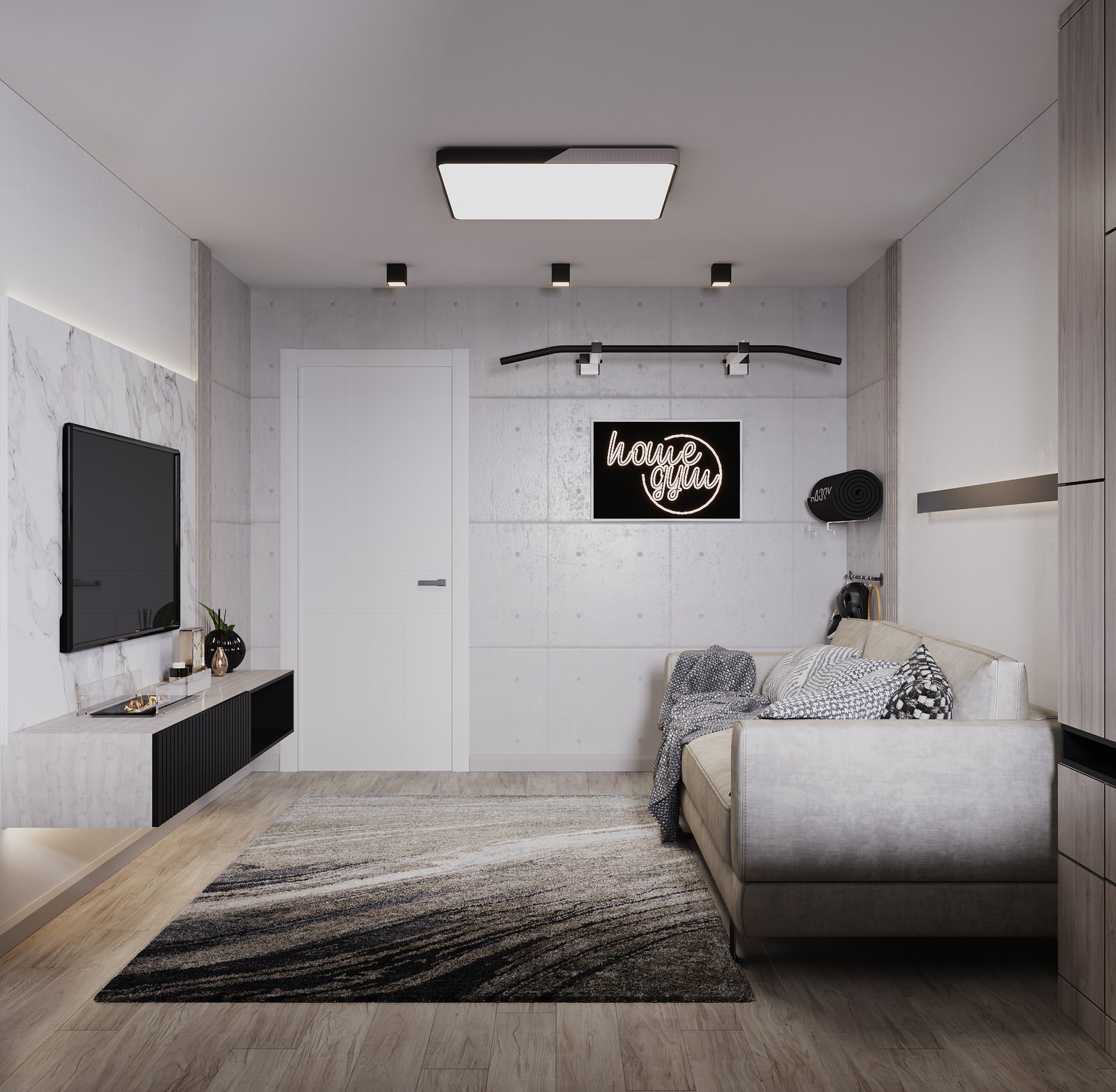 Стильное пространство для холостяка и его любимца