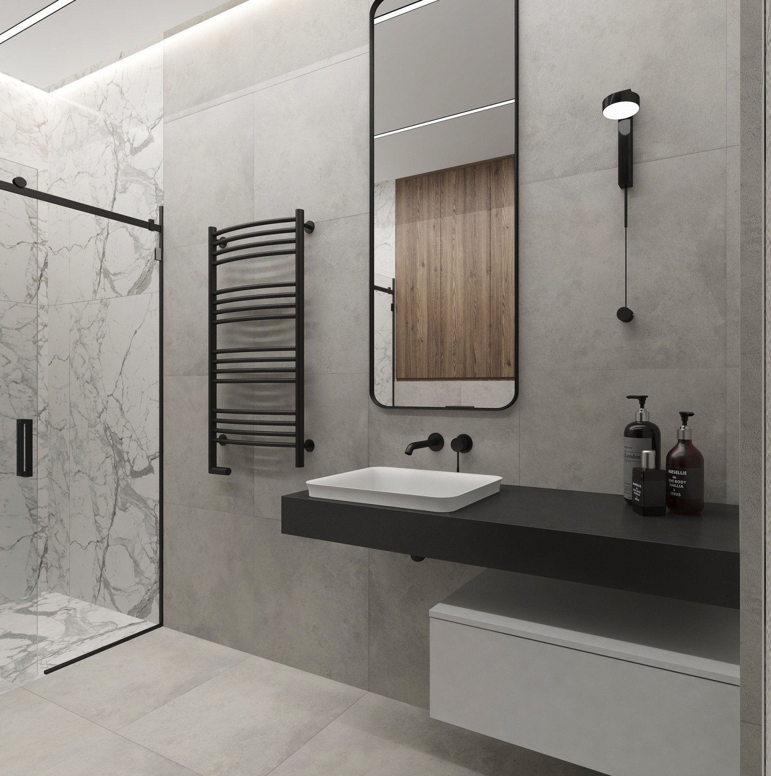 Дизайн-проект  санузла в загородном доме