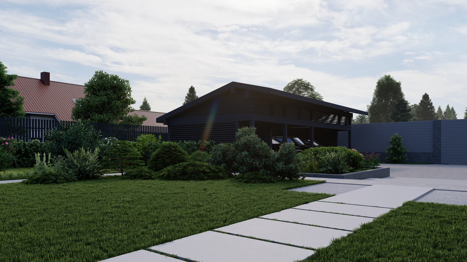 Концепция экстерьера и ландшафта загородного дома