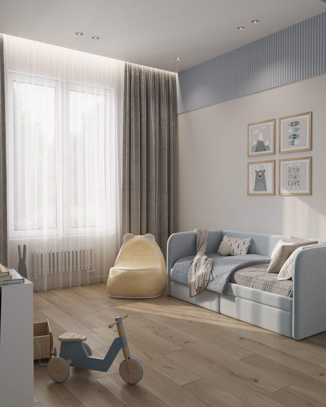 Обложка проекта: Детская комната для малыша в постельных комнатах из проекта Дом в п.Княжий