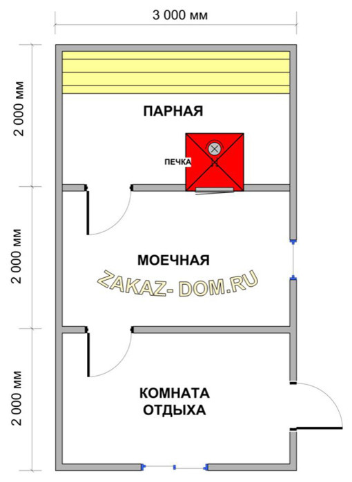 Баня из профилированного бруса (3х6 м) - Проект № Б-10