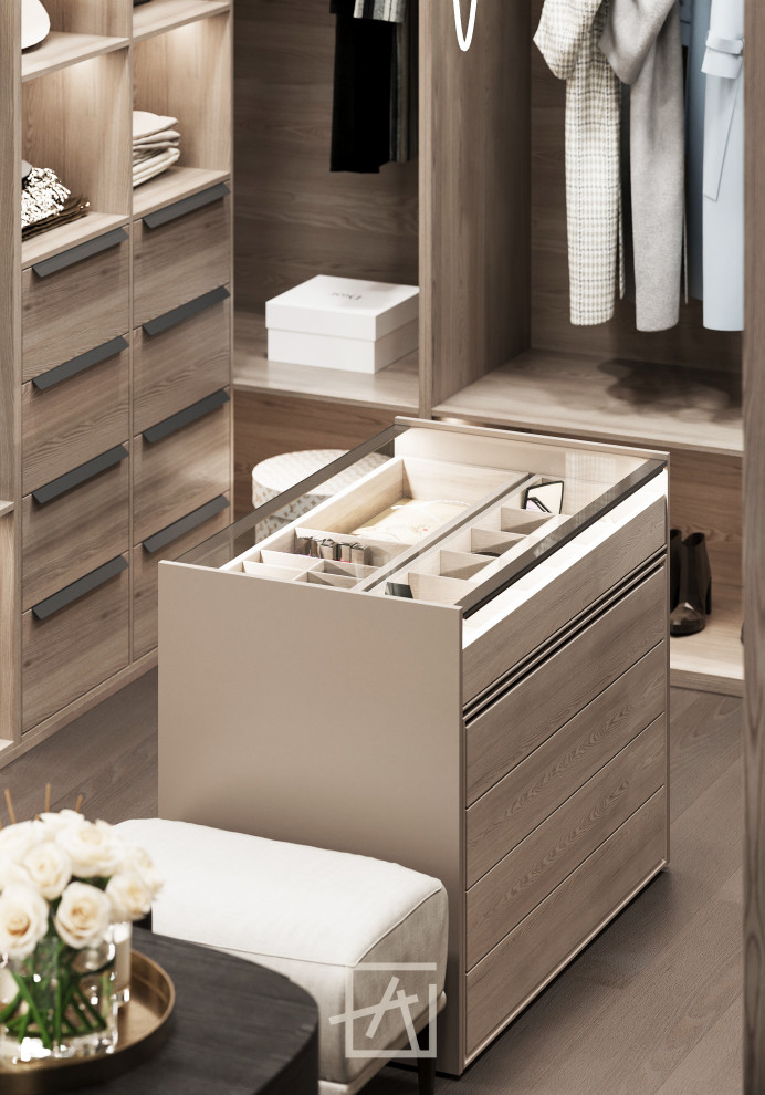 Стильная гардеробная с туалетным столиком