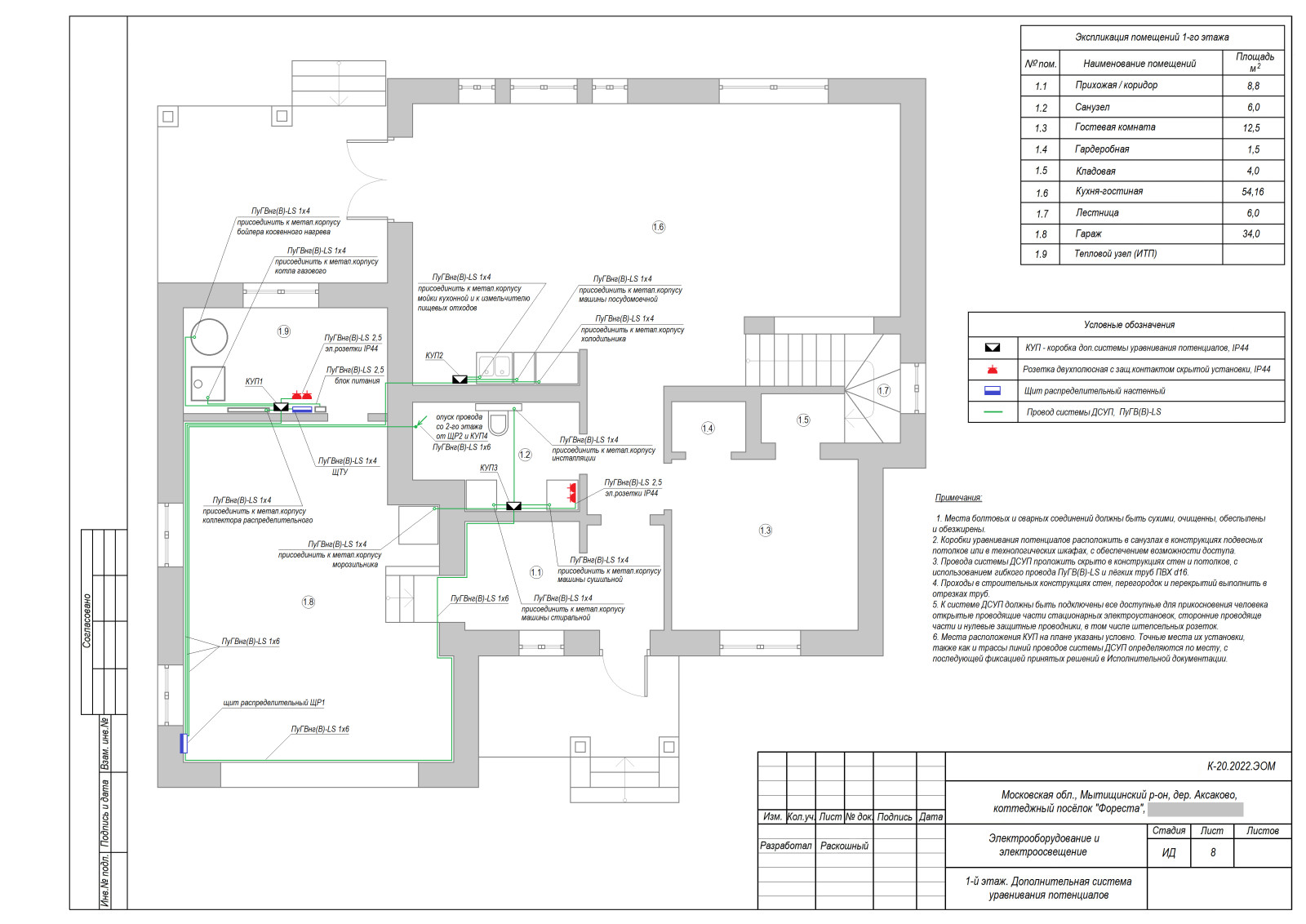 Проект инженерного обеспечения объекта (коттедж), рабочая документация раздела Э
