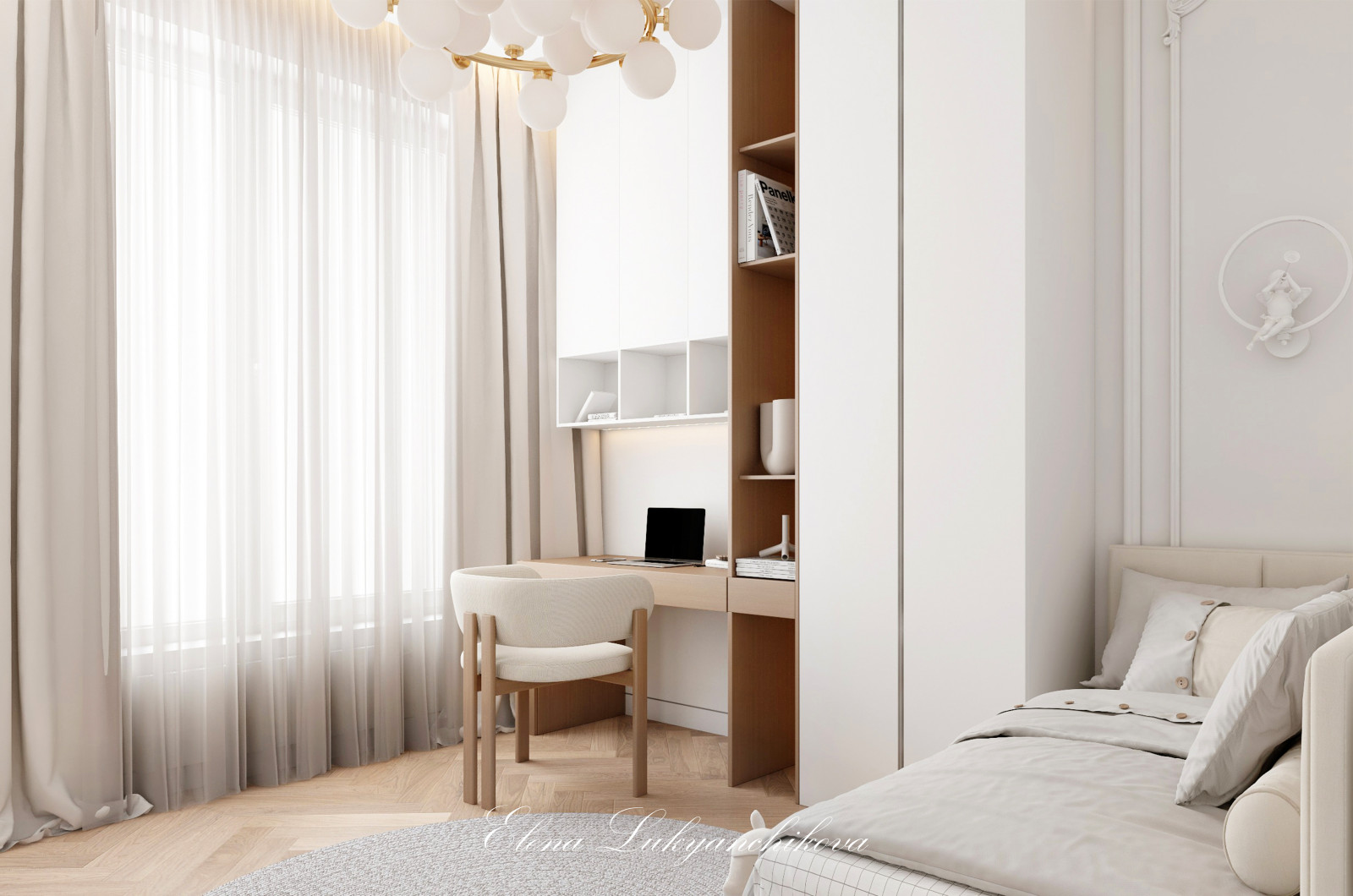 Интерьер детской для девочки ЖК Grand View, Петровский проспект