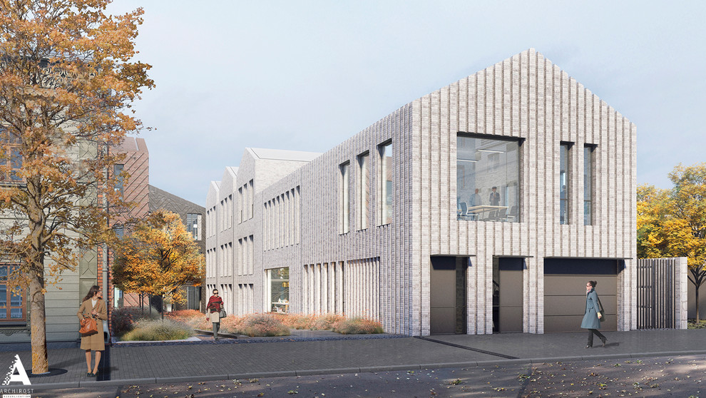 Обложка проекта: Небольшой офисный комплекс со сложной кирпичной кладкой