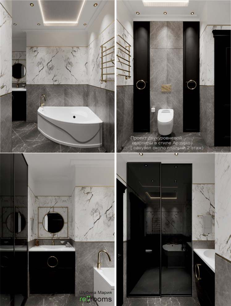 Дизайн двух уровневой квартиры в стиле Ар деко