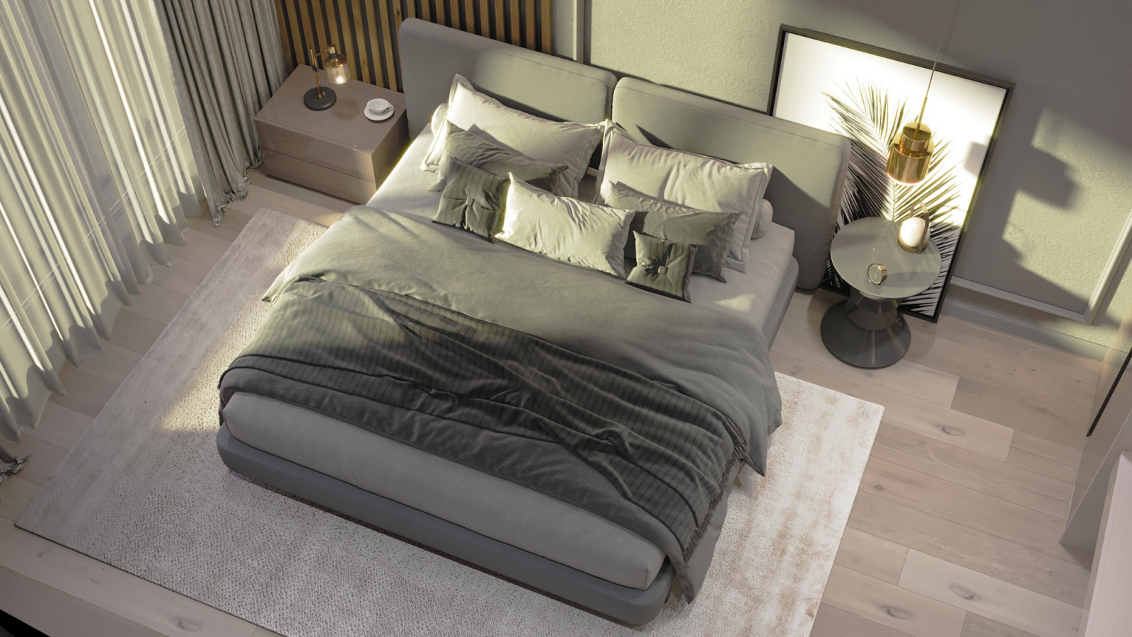 3д визуализация спальни