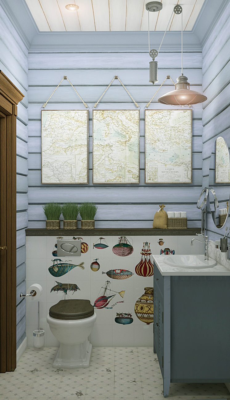 Прованс в клееном брусе. Санузлы