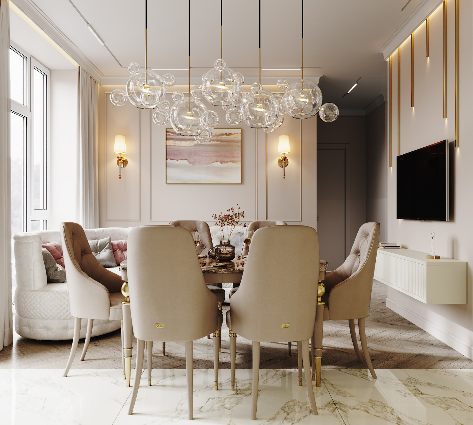 Кухня-гостинная современная классика