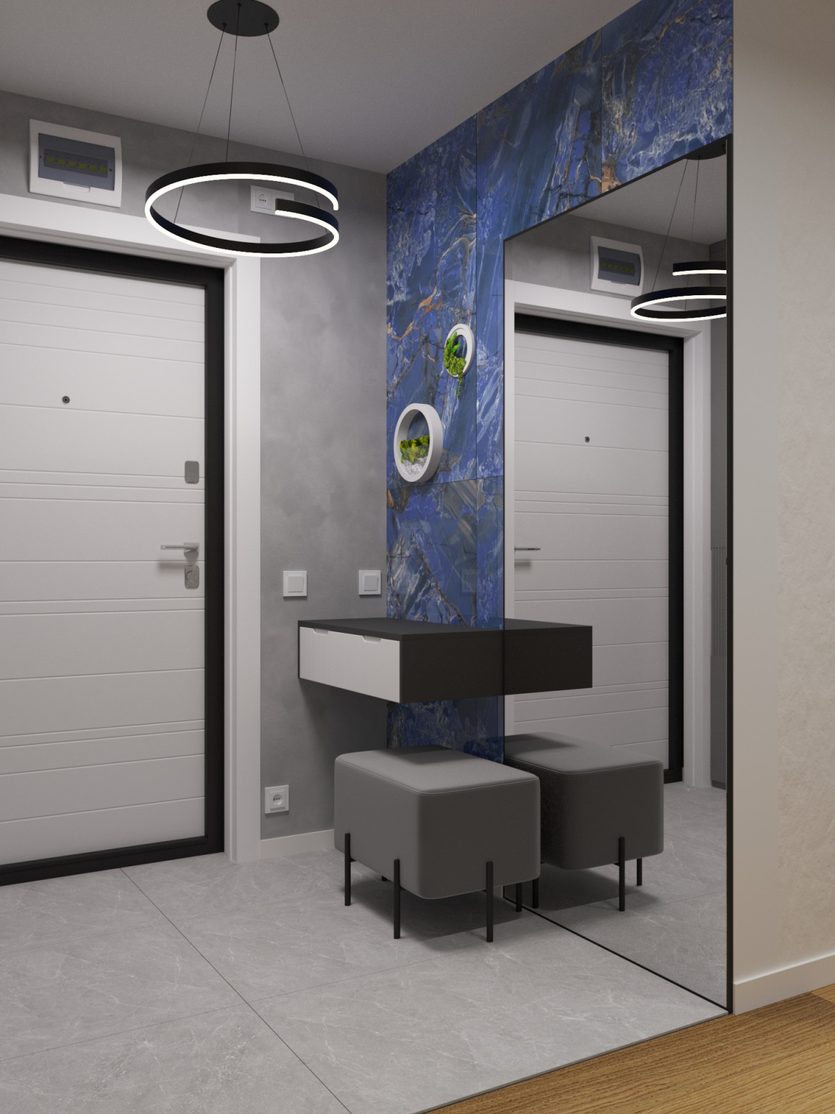 Квартира в современном стиле с синим акцентом