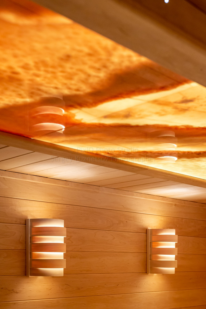 Сауна с ониксом и электропечью HARVIA