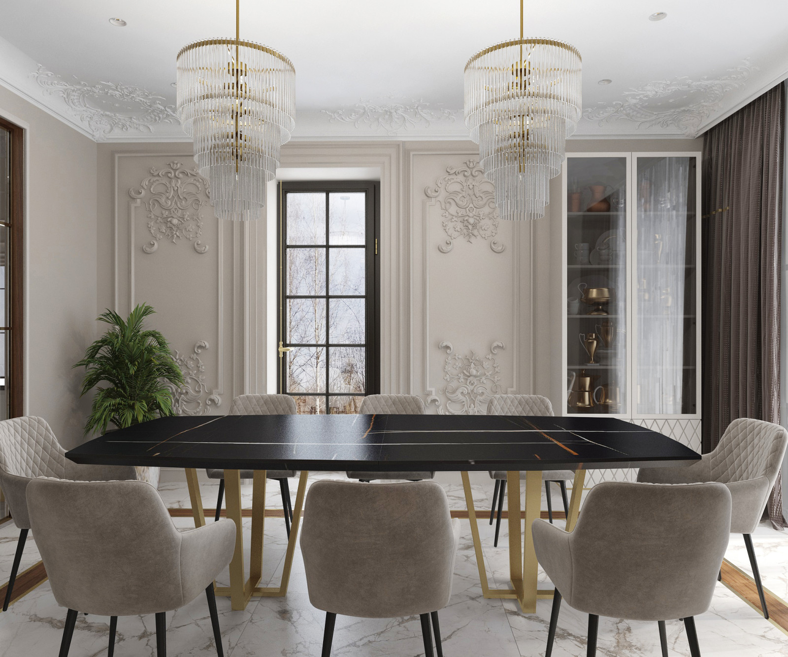 Дизайн-проект  1 этажа в загородном доме